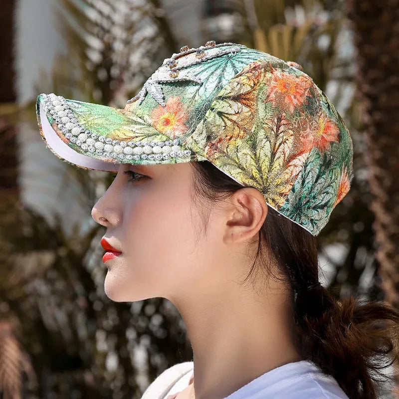 Rhinestone Shiny Baseball Cap – Glamour Meets Street Style