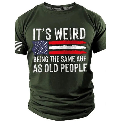 Men’s 3D Skull Flag Print T-Shirt – Bold Patriotic Edge