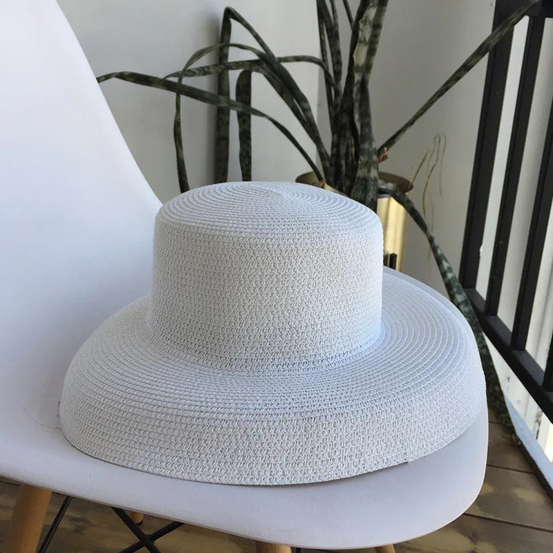 Women's Wide Brim Straw Sun Hat – Foldable Hepburn Style | Beach & Travel