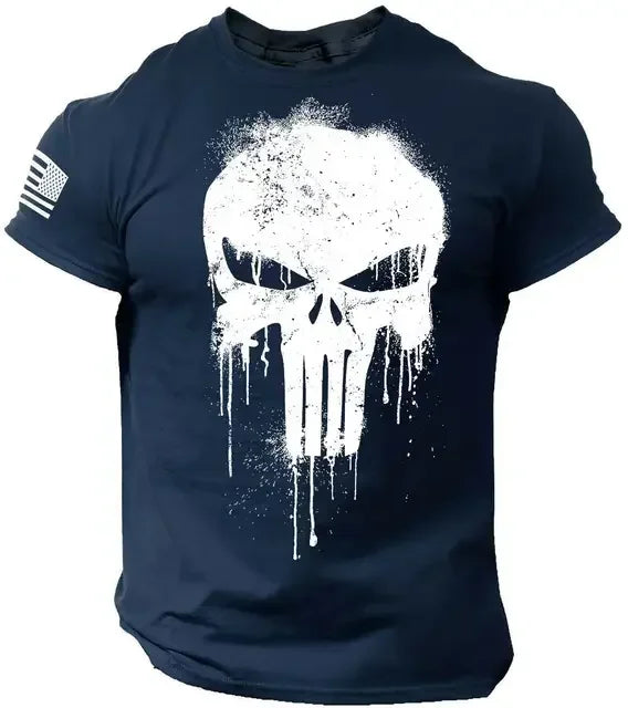 Summer Vintage Skull Print Oversized T-Shirt – Edgy Retro Aesthetic