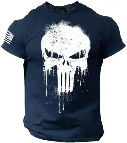 Summer Vintage Skull Print Oversized T-Shirt – Edgy Retro Aesthetic