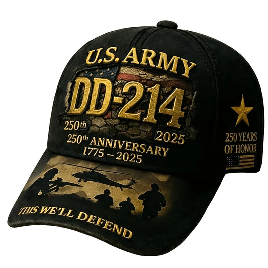 Adjustable Baseball Cap Celebrating The 250Th Anniversary of The U.S. Army, Showcasing The Motto 'This We'Ll Defend' Along