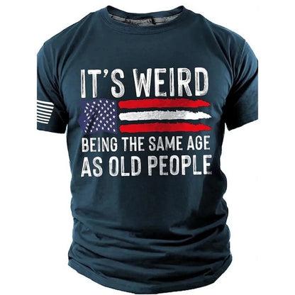 Men’s 3D Skull Flag Print T-Shirt – Bold Patriotic Edge
