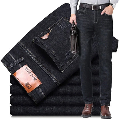 Spring Autumn New Mens Black Blue Pants Pure Color Stretch Jeans Street Casual Slim Fit Trousers Male Wash Skinny Jeans for Men