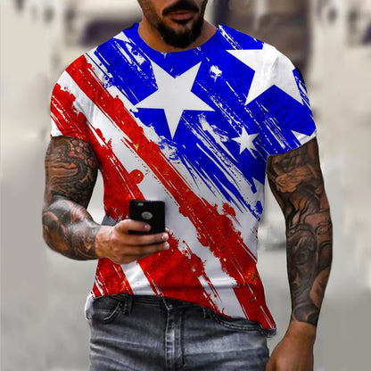 Men’s 3D USA Flag Print T-Shirt – Bold Patriotic Streetwear