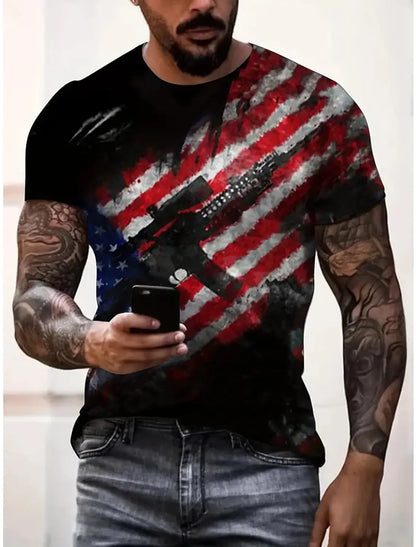 Men’s 3D USA Flag Print T-Shirt – Bold Patriotic Streetwear