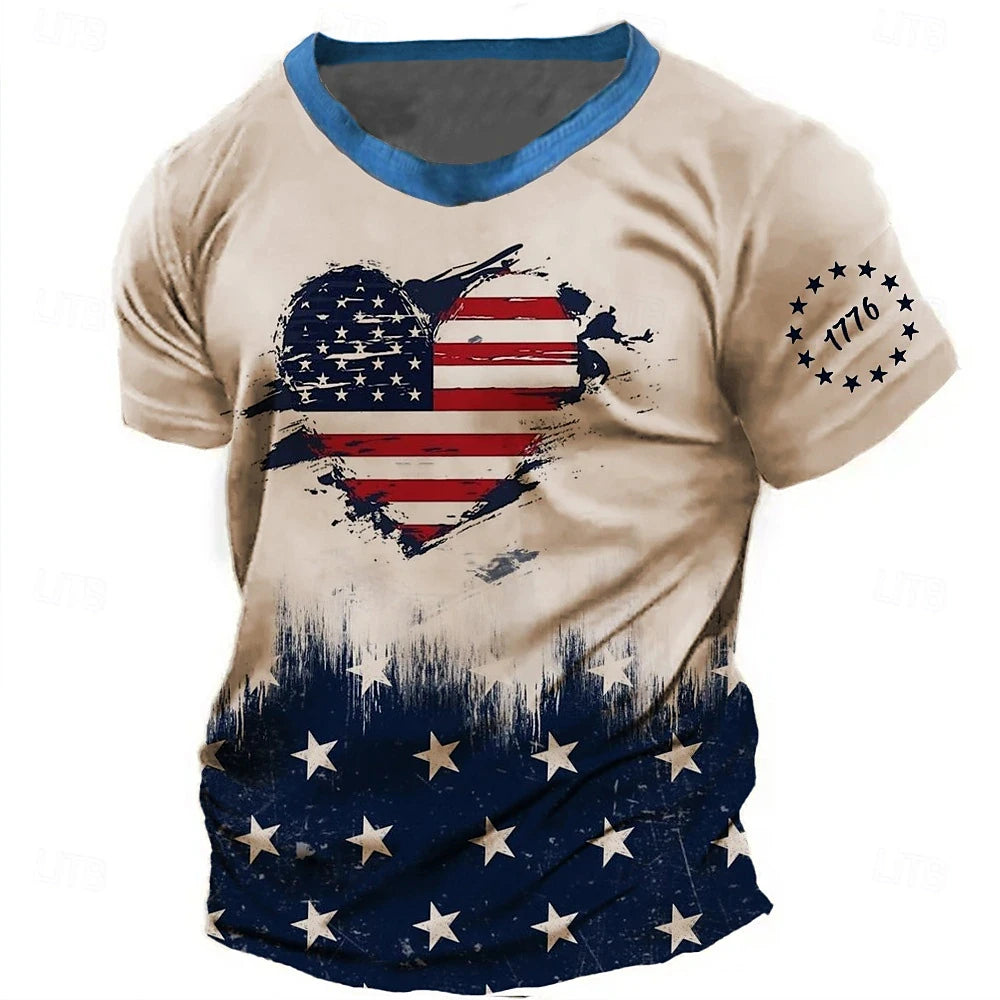 Men’s Freedom Print American Flag T-Shirt – Patriotic Comfort