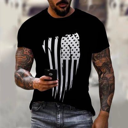 Men’s 3D USA Flag Print T-Shirt – Bold Patriotic Streetwear
