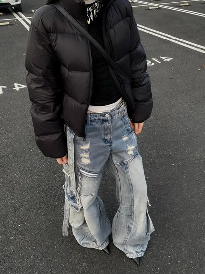 Vintage Y2K Cargo Jeans – Wide Leg Streetwear Unisex
