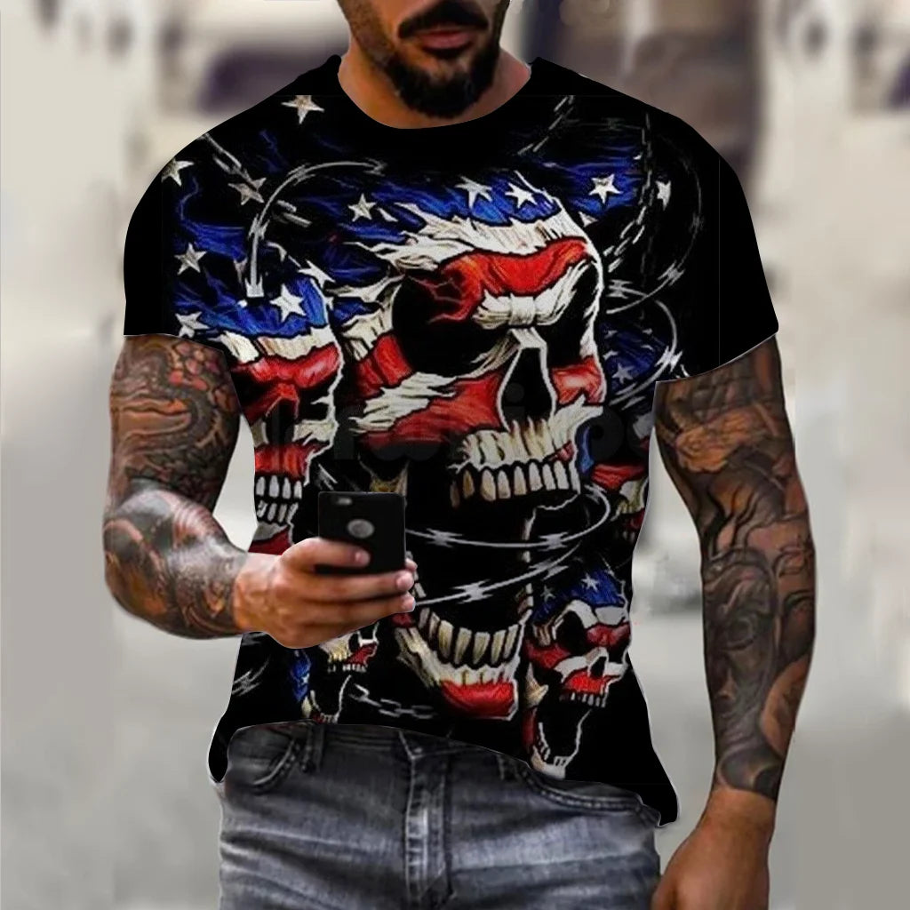 Men’s 3D USA Flag Print T-Shirt – Bold Patriotic Streetwear