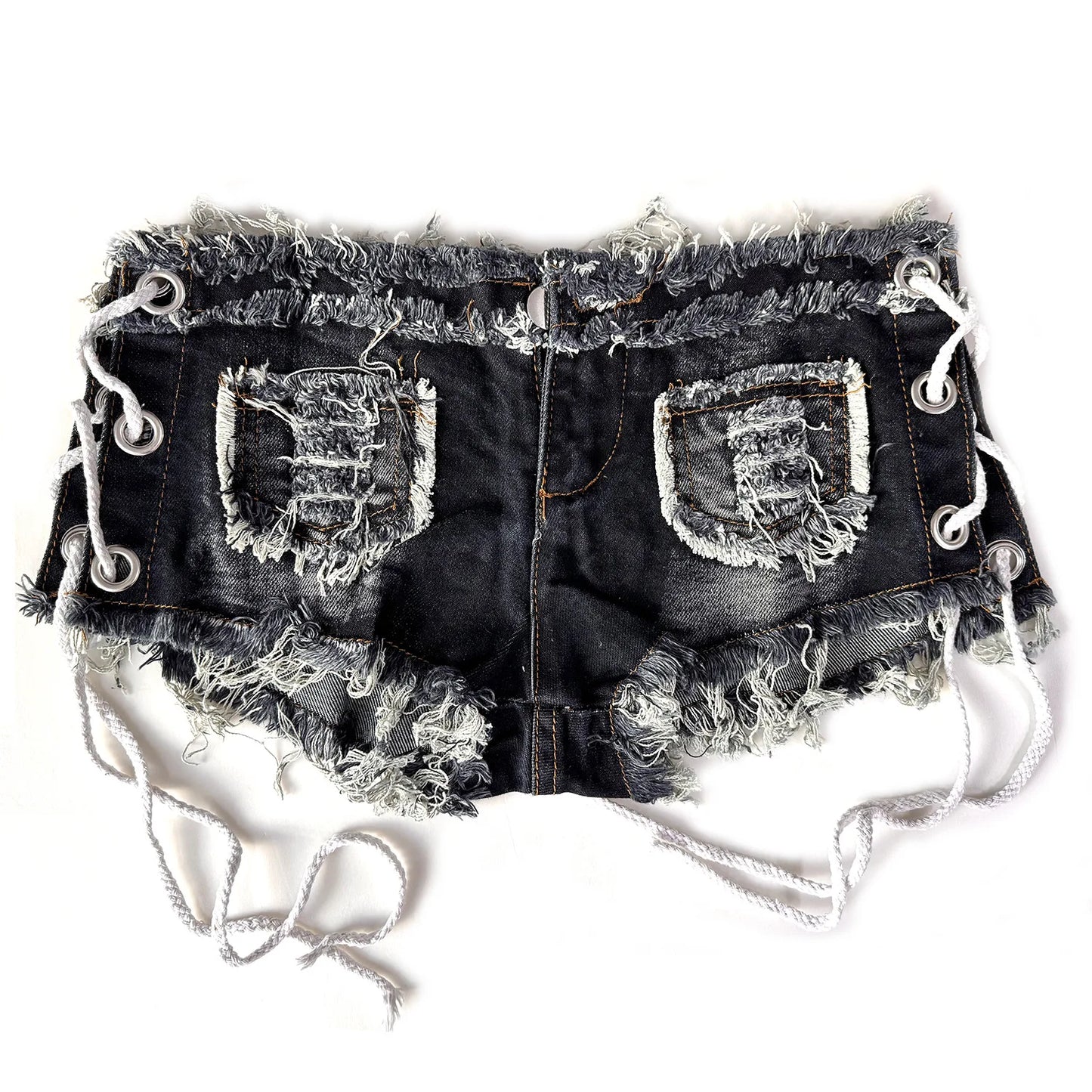 New American retro sexy low waist ultra short women's jeans, denim shorts, bar performance clothing, hot pants