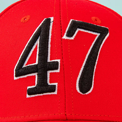 Red & White "47" Embroidered Baseball Cap – A Distinctive Statement