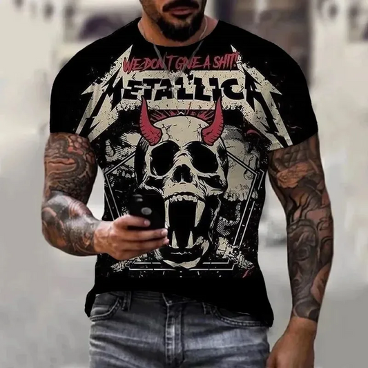 Men's 3D Skull Print T-Shirt | Retro Streetwear | Oversized Short Sleeve Tee