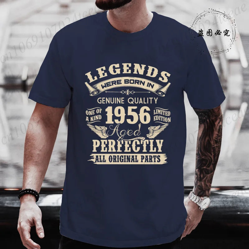 Vintage 1956 69th Birthday Men's Tees Birthday Made in 1956 Shirt of Dad Legends Were Born in 1956 Perfectly Shirt Gift for Dad