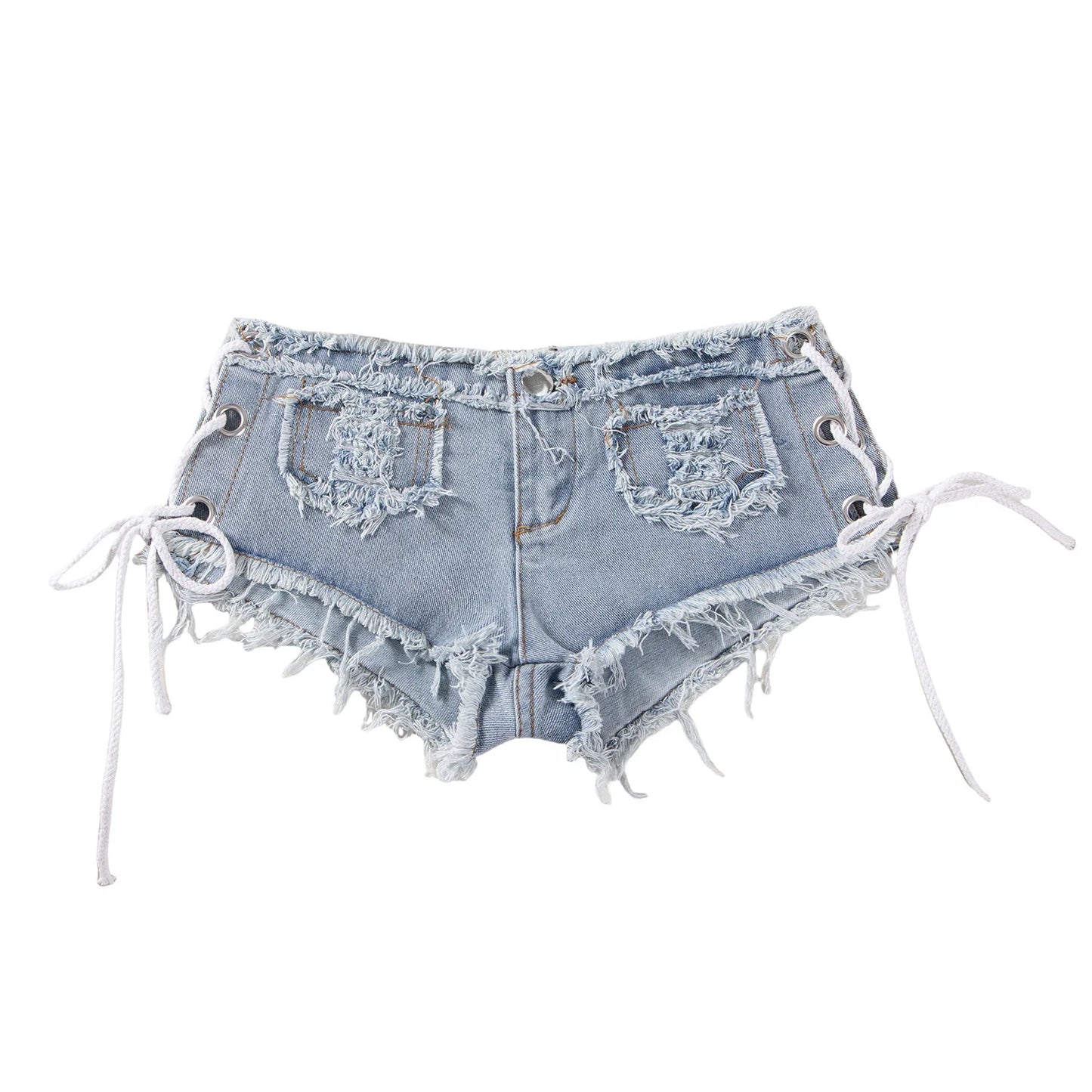 New American retro sexy low waist ultra short women's jeans, denim shorts, bar performance clothing, hot pants
