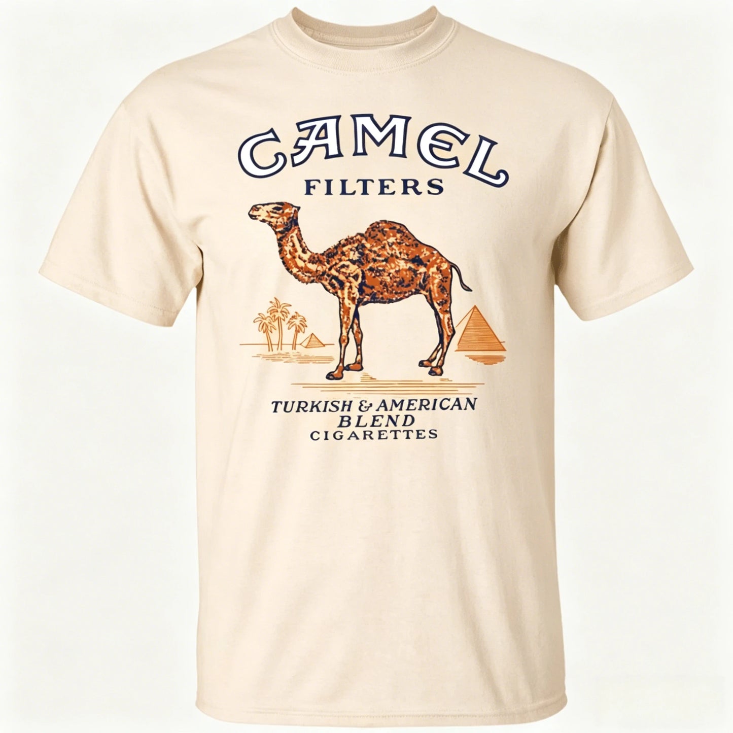 2026 New  Camel Cigarette Pyramid Classic Graphics 100_Cotton T-Shirt, American Style Tough Guy Men Comfortable casual oversized