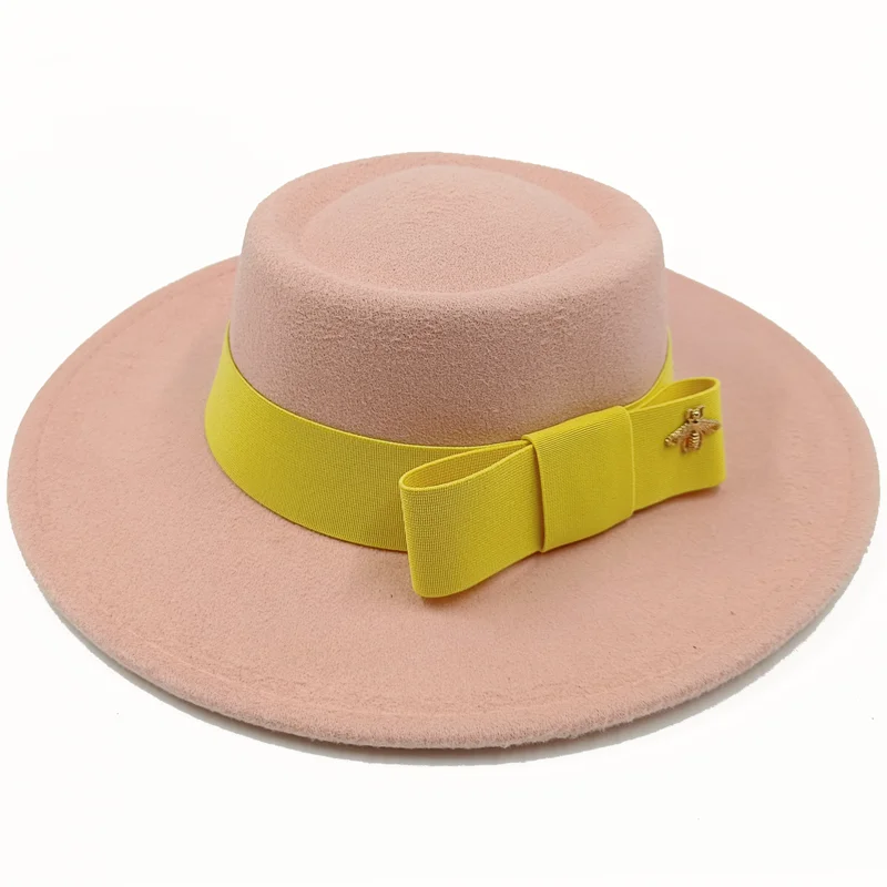 Bow Tie Fedora Hat – Wide Brim | 17 Colors | Women & Men
