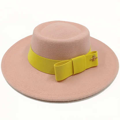 Bow Tie Fedora Hat – Wide Brim | 17 Colors | Women & Men