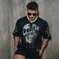 Men’s Skull Print V-Neck Tee – Urban Hip-Hop Edge