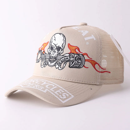 Skull & Wings Embroidered Trucker Cap | Hip Hop Baseball Hat