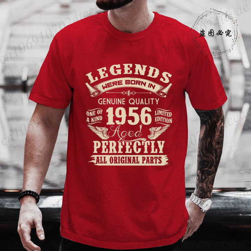 Vintage 1956 69th Birthday Men's Tees Birthday Made in 1956 Shirt of Dad Legends Were Born in 1956 Perfectly Shirt Gift for Dad