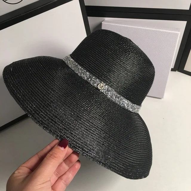 Bucket Hat Summer Hats for Women Fishing Hat Woolen Rhinestone Solid Color Basin Hat Leisure Outdoor Beach Sun Hat