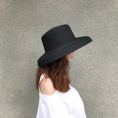 Women's Wide Brim Straw Sun Hat – Foldable Hepburn Style | Beach & Travel