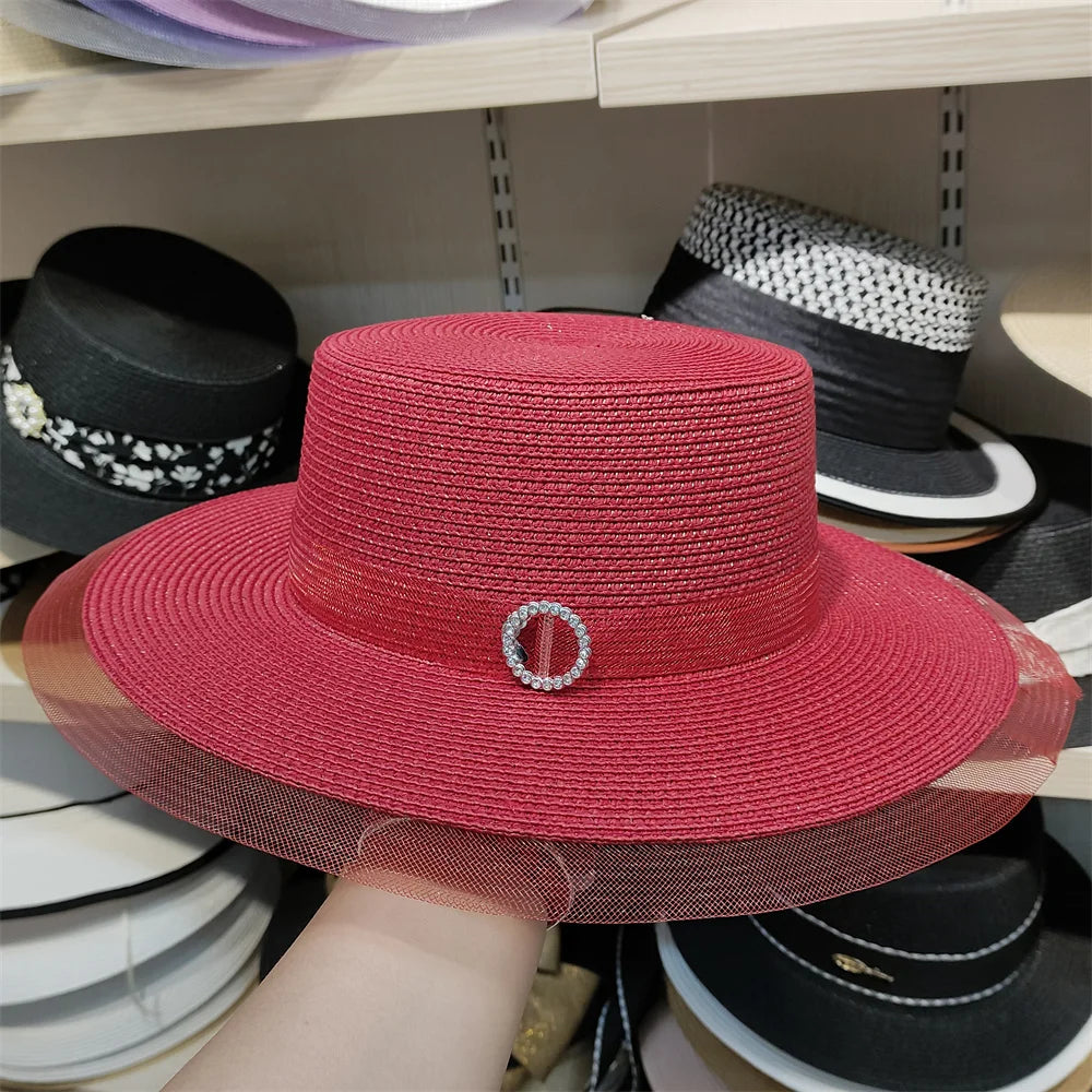 Bucket Hat Summer Hats for Women Fishing Hat Woolen Rhinestone Solid Color Basin Hat Leisure Outdoor Beach Sun Hat
