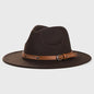 Belt Wool Fedoras Hat For Women Men Winter Autumn Warm Vintage British Style Round Bowler Caps Church Flat Brim Felt Jazz Hats