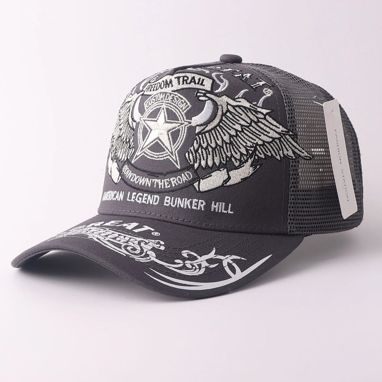 Skull & Wings Embroidered Trucker Cap | Hip Hop Baseball Hat