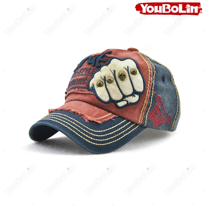 Fist Rivet Embroidered Baseball Cap – Bold Streetwear Attitude
