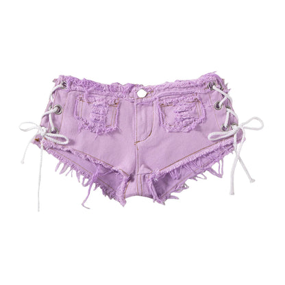 New American retro sexy low waist ultra short women's jeans, denim shorts, bar performance clothing, hot pants