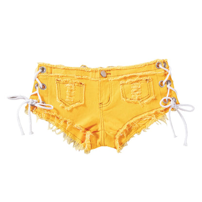 New American retro sexy low waist ultra short women's jeans, denim shorts, bar performance clothing, hot pants