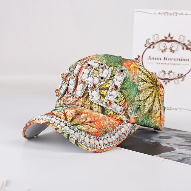 Rhinestone Shiny Baseball Cap – Glamour Meets Street Style