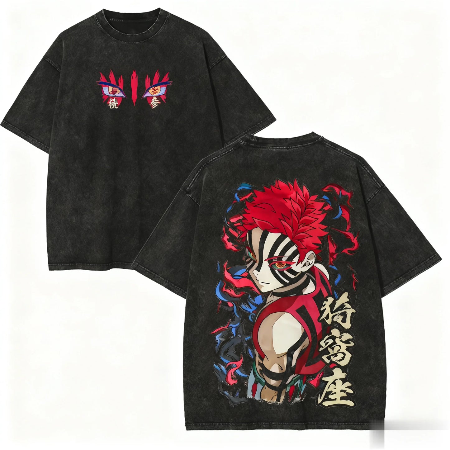 Unisex Anime Demon Slayer Graphic Oversized Vintage Washed Casual Y2k Tee