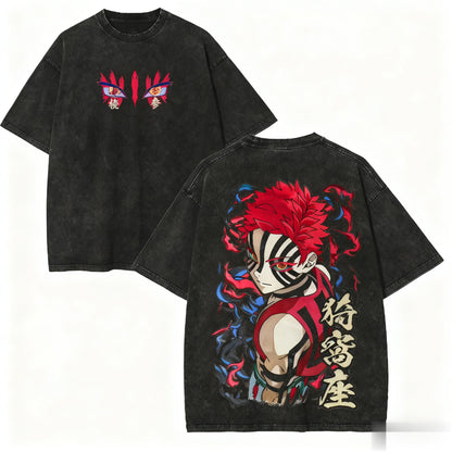 Unisex Anime Demon Slayer Graphic Oversized Vintage Washed Casual Y2k Tee