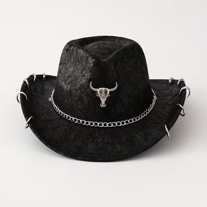 Unisex PU Suede Cowboy Hat – Western Punk Rock Edge