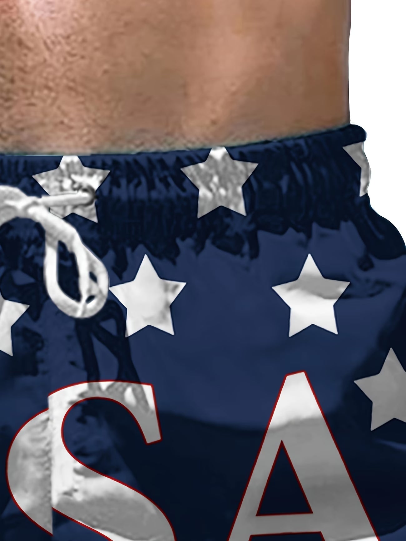 Men's Casual USA Flag Beach Shorts – American Patriotic Drawstring Swim Trunks