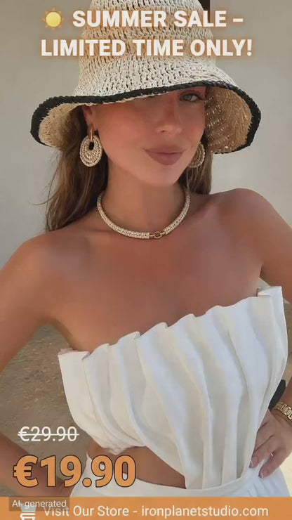 Women's Wide Brim Crochet Sun Hat – Handcrafted Summer Elegance