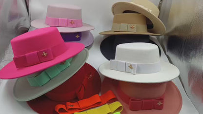 Bow Tie Fedora Hat – Wide Brim | 17 Colors | Women & Men
