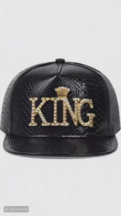 Unisex King Pattern Leather Hip-hop Hats Spring Autumn Outdoor Adjustable Casual Baseball Caps Sunscreen Hat