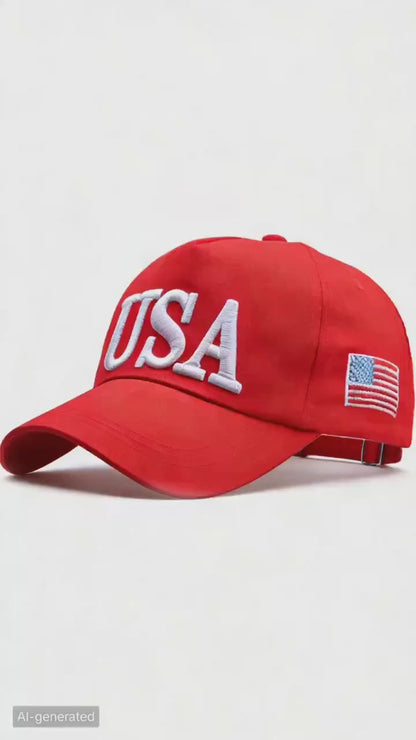 Red Presiden Election Peaked Baseball Cap 3D Embroidered USA Hat for Men Women