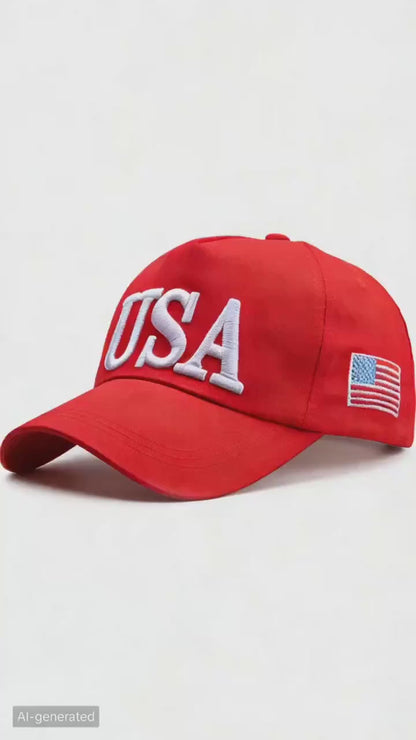 Red Presiden Election Peaked Baseball Cap 3D Embroidered USA Hat for Men Women